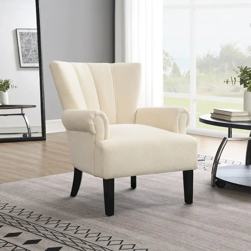 Beige Modern 29 Arm Chair with Channel Back