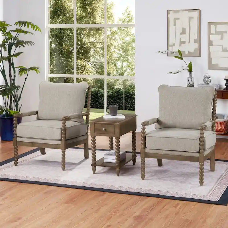 Traditional 23.6 Spindle Leg Wood End Table with USB