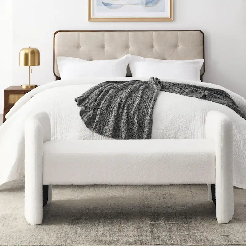 Frame Polyester Upholstered Bench with Modern Versatile Design