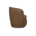 Top-Grain Leather Swivel Chair with Barrel Back - 31.75W x 28D x 31.5H