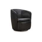 Top-Grain Leather Swivel Chair with Barrel Back - 31.75W x 28D x 31.5H