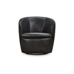 Top-Grain Leather Swivel Chair with Barrel Back - 31.75W x 28D x 31.5H
