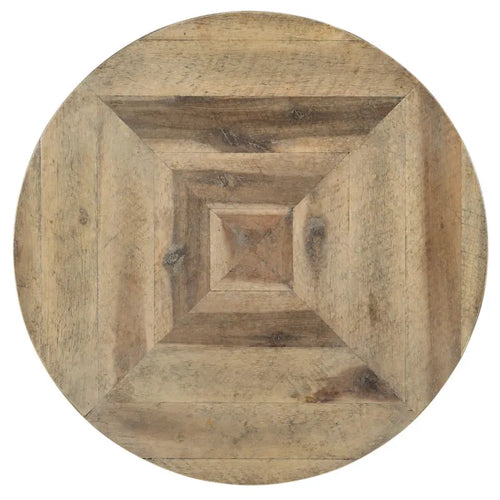 22 Diameter Acacia Wood Top Metal Side Table from
