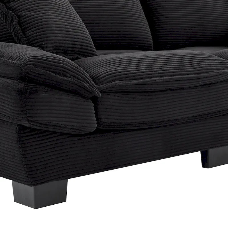 65.5 Upholstered 3-Seater Sofa Couch with Two Pillows and Sturdy Construction