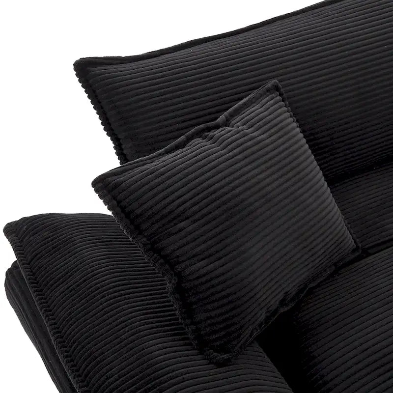 65.5 Upholstered 3-Seater Sofa Couch with Two Pillows and Sturdy Construction