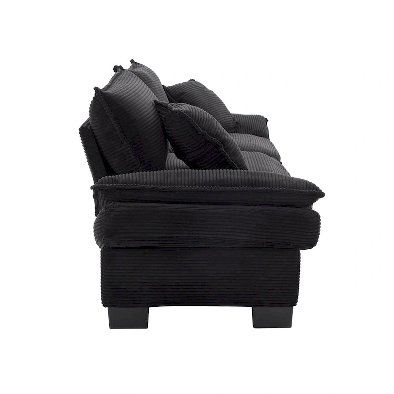 65.5 Upholstered 3-Seater Sofa Couch with Two Pillows and Sturdy Construction