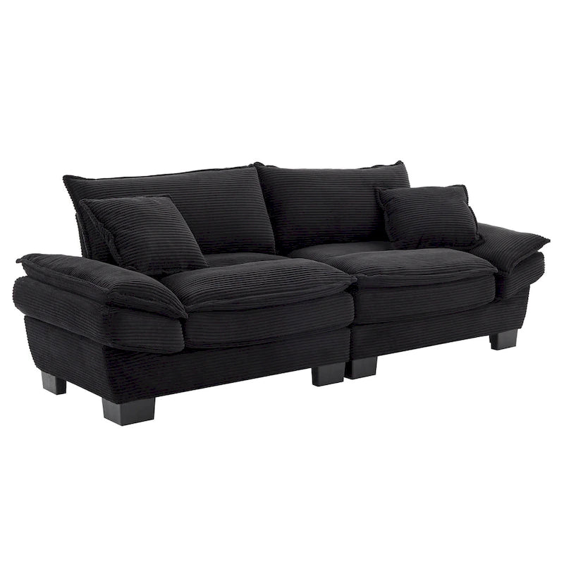65.5 Upholstered 3-Seater Sofa Couch with Two Pillows and Sturdy Construction