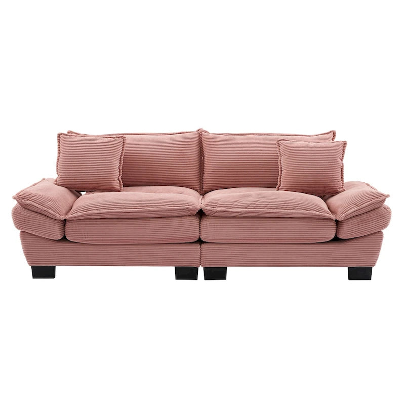 65.5 Upholstered 3-Seater Sofa Couch with Two Pillows and Sturdy Construction
