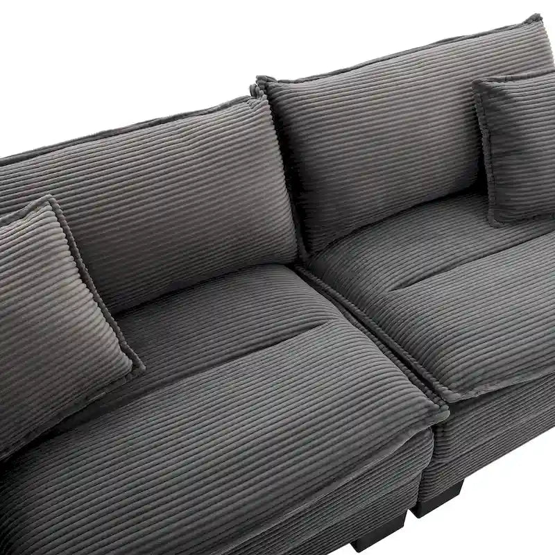 65.5 Upholstered 3-Seater Sofa Couch with Two Pillows and Sturdy Construction