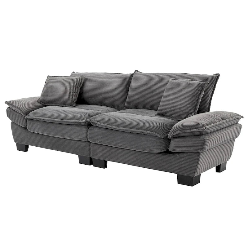 65.5 Upholstered 3-Seater Sofa Couch with Two Pillows and Sturdy Construction