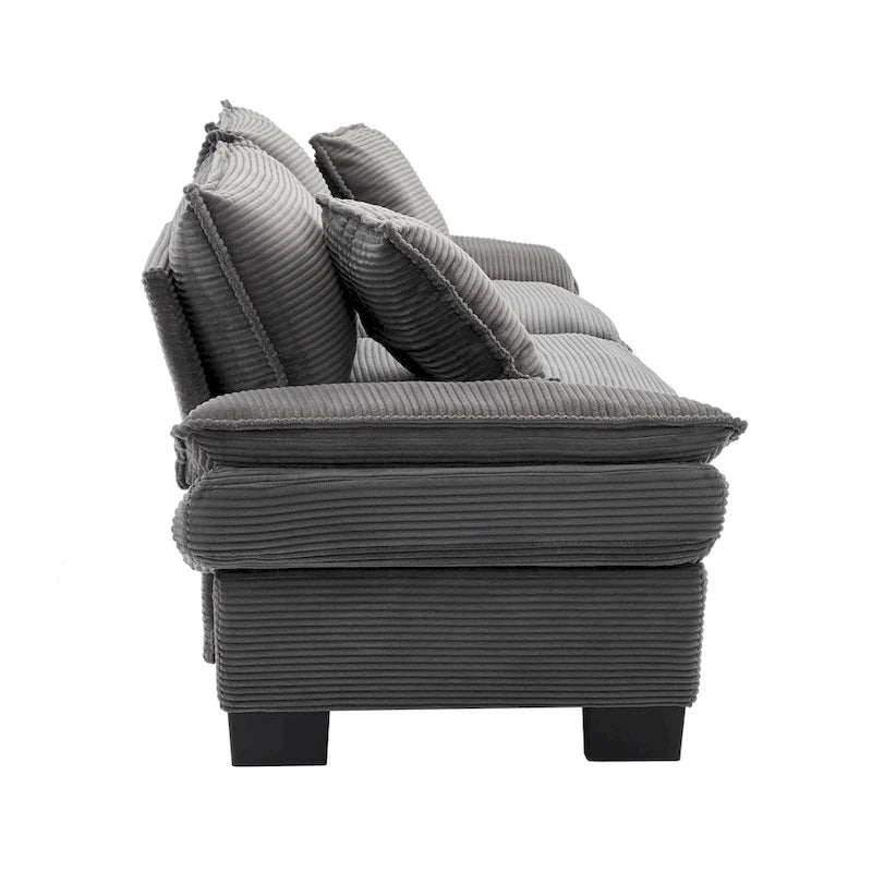 65.5 Upholstered 3-Seater Sofa Couch with Two Pillows and Sturdy Construction