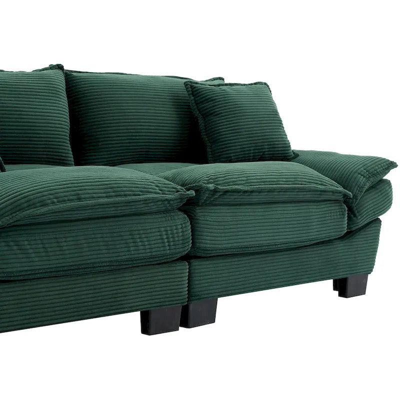 65.5 Upholstered 3-Seater Sofa Couch with Two Pillows and Sturdy Construction