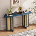 Farmhouse Rattan Console Table Entryway Table,Navy