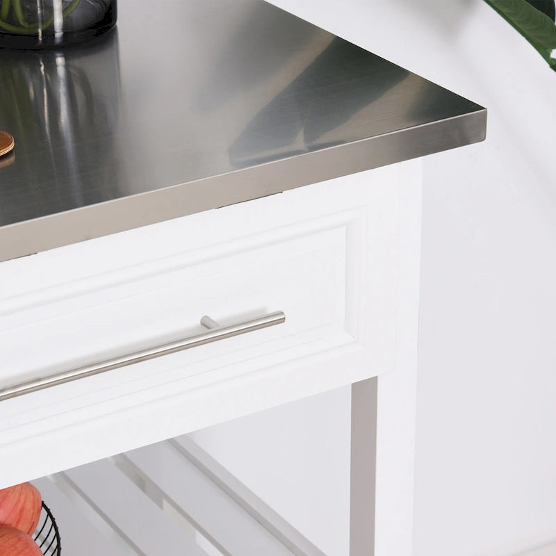 Kitchen Island With Stainless Steel Top(no include stool)