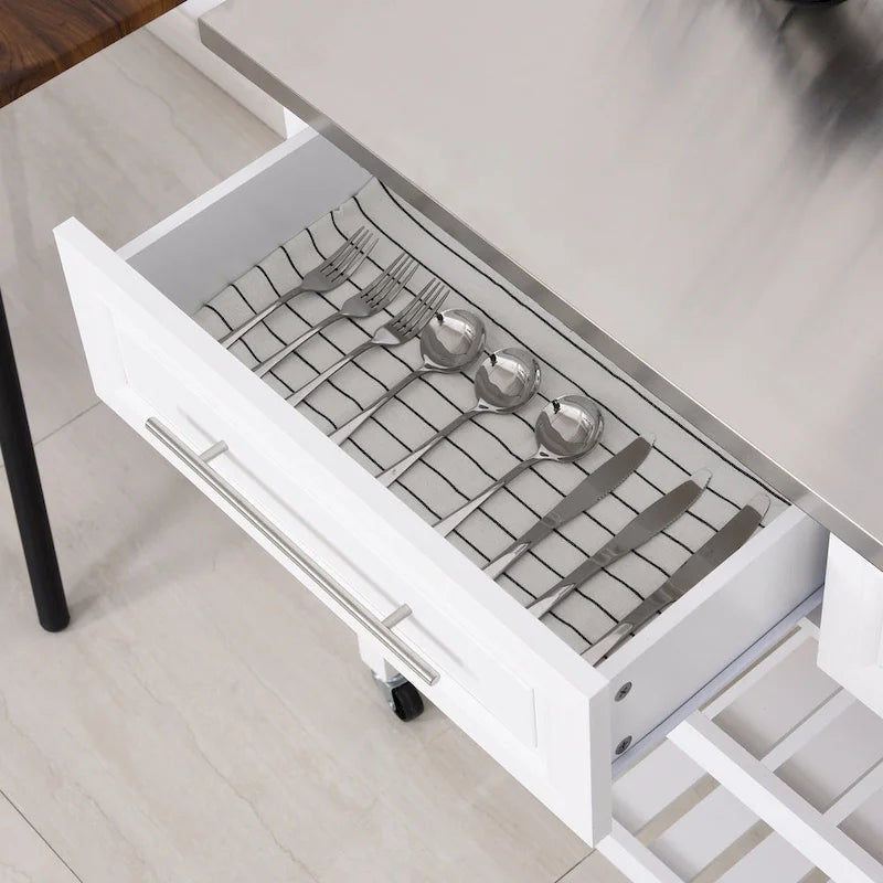 Kitchen Island With Stainless Steel Top(no include stool)