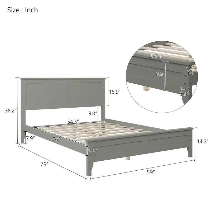 Modern Solid Wood Platform Bed with Natural and Exquisite Wear-resistant Finish