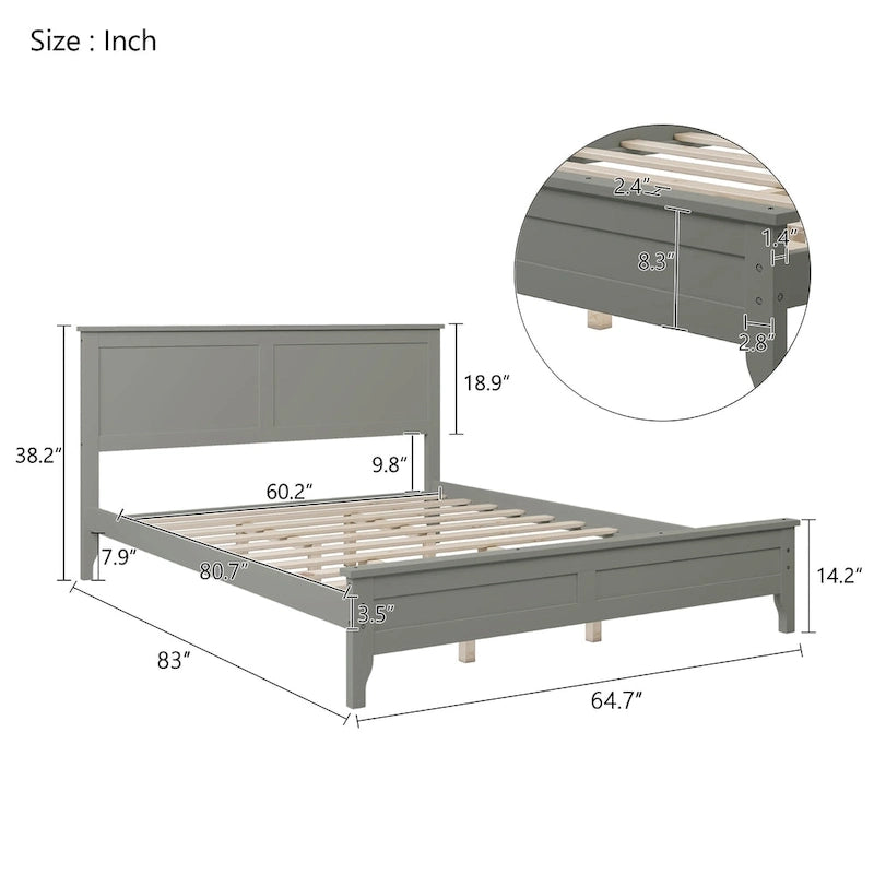 Modern Solid Wood Platform Bed with Natural and Exquisite Wear-resistant Finish