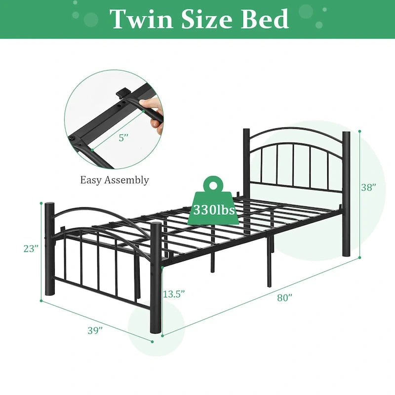 Twin/Full/Queen Size Metal Bed Frame Platform Mattress