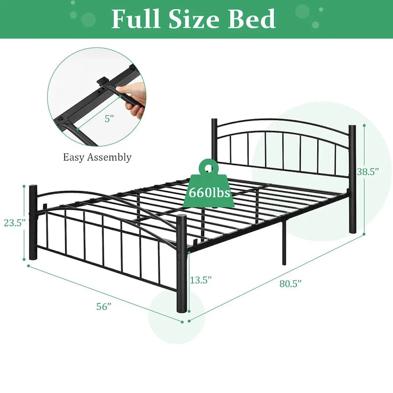 Twin/Full/Queen Size Metal Bed Frame Platform Mattress