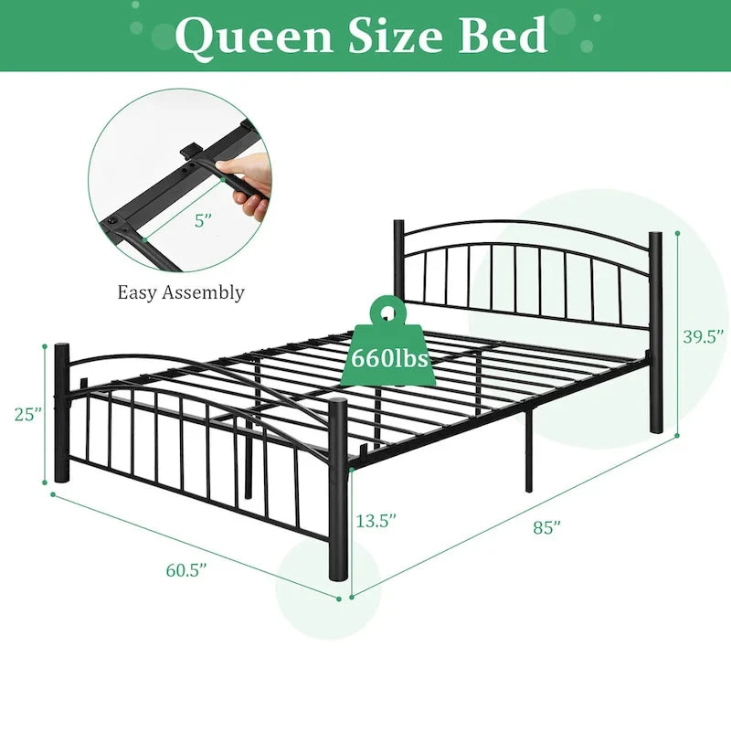 Twin/Full/Queen Size Metal Bed Frame Platform Mattress