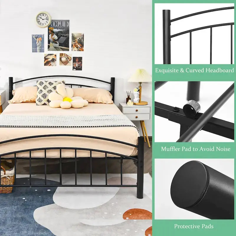 Twin/Full/Queen Size Metal Bed Frame Platform Mattress