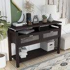47-inch Espresso Sofa Table with Acrylic Storage Cabinets