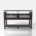 47-inch Espresso Sofa Table with Acrylic Storage Cabinets