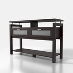 47-inch Espresso Sofa Table with Acrylic Storage Cabinets