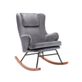Rocking Accent Chair, Velvet, Rubber Wood and Steel Legs
