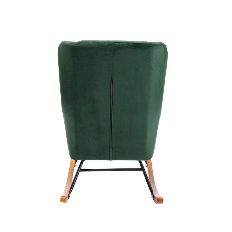 Rocking Accent Chair, Velvet, Rubber Wood and Steel Legs
