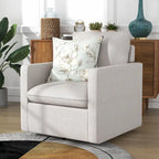 Transitional Linen Cushion Back Swivel Armchair