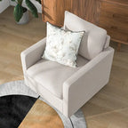 Transitional Linen Cushion Back Swivel Armchair