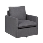 Transitional Linen Cushion Back Swivel Armchair