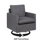 Transitional Linen Cushion Back Swivel Armchair