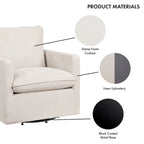 Transitional Linen Cushion Back Swivel Armchair
