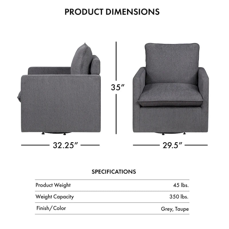 Kamile Transitional Linen Cushion Back Swivel Armchair by Furniture of America