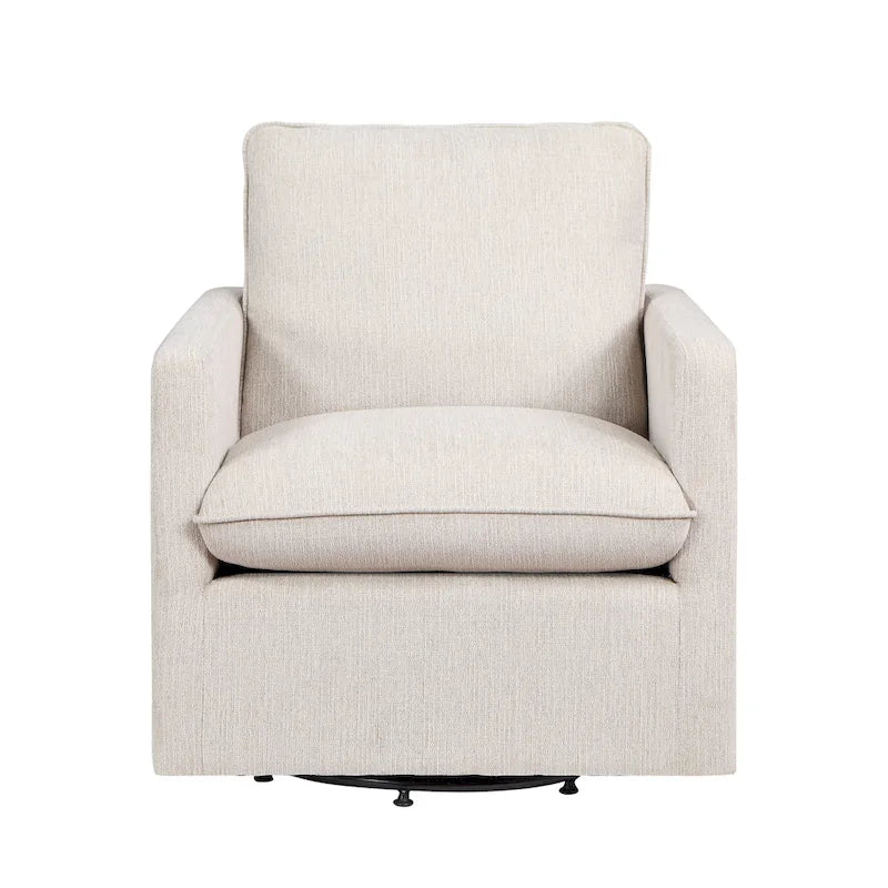Kamile Transitional Linen Cushion Back Swivel Armchair by Furniture of America