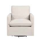 Transitional Linen Cushion Back Swivel Armchair