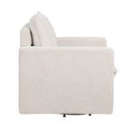 Transitional Linen Cushion Back Swivel Armchair