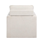Transitional Linen Cushion Back Swivel Armchair