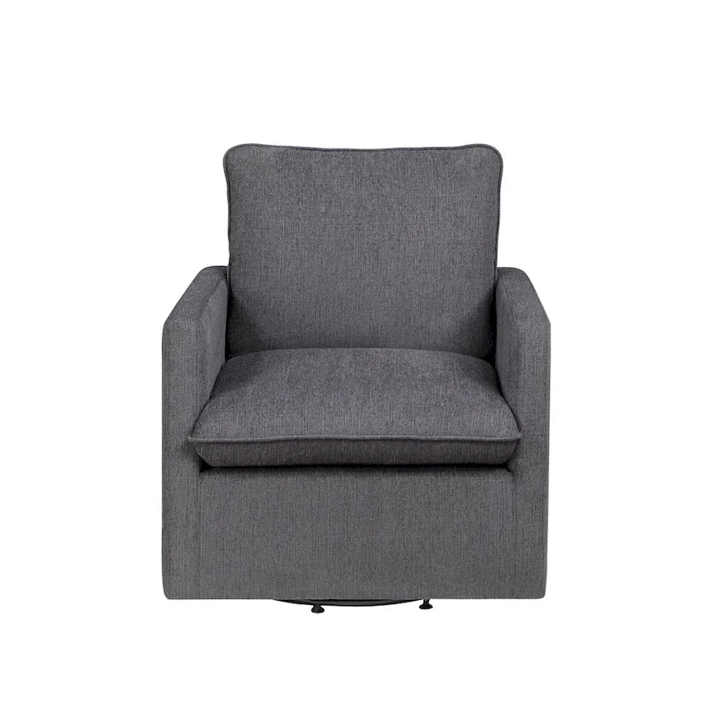 Kamile Transitional Linen Cushion Back Swivel Armchair by Furniture of America