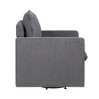 Transitional Linen Cushion Back Swivel Armchair