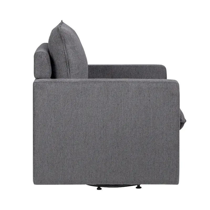 Kamile Transitional Linen Cushion Back Swivel Armchair by Furniture of America