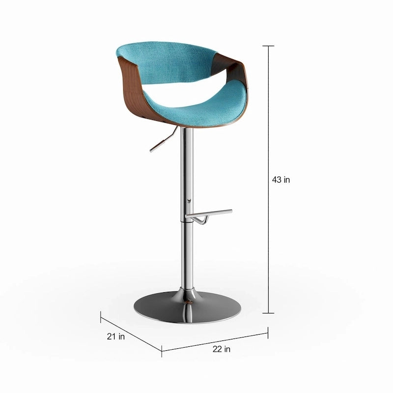 Mid-century Modern Walnut WoodAdjustable Bar Stool