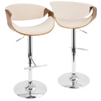 Mid-century Modern Walnut Wood Adjustable Bar Stool