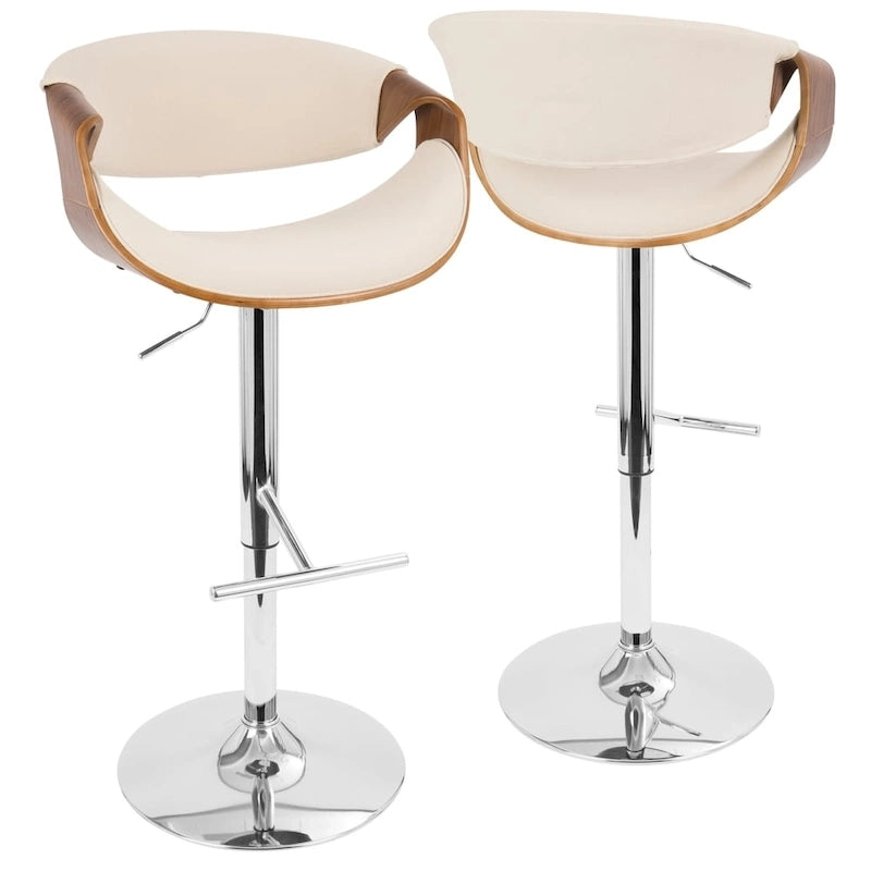 Mid-century Modern Walnut WoodAdjustable Bar Stool