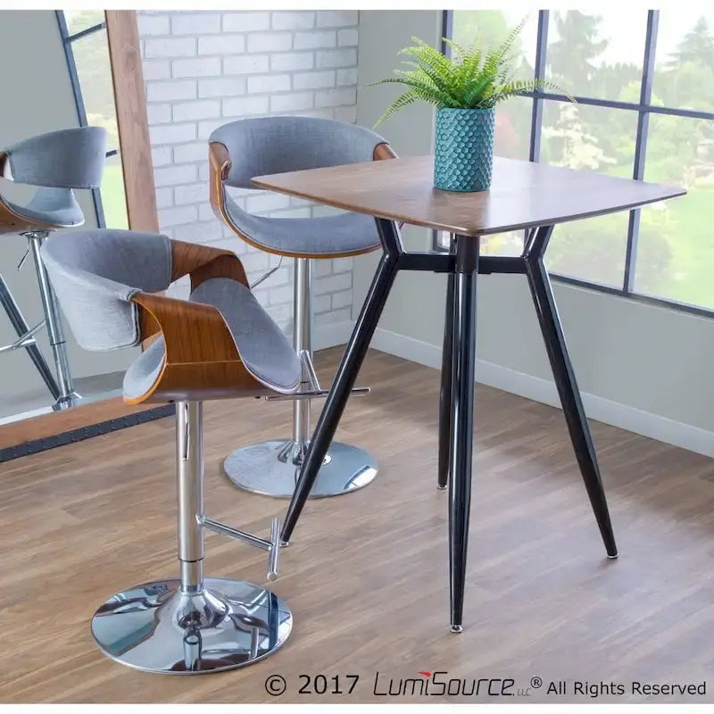 Mid-century Modern Walnut WoodAdjustable Bar Stool