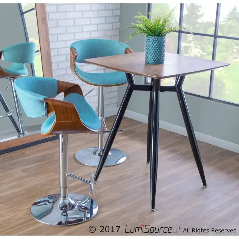 Mid-century Modern Walnut WoodAdjustable Bar Stool