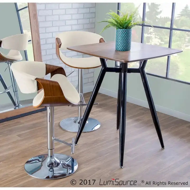 Mid-century Modern Walnut WoodAdjustable Bar Stool