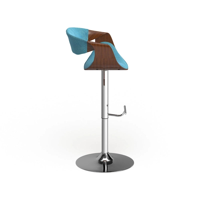Mid-century Modern Walnut WoodAdjustable Bar Stool